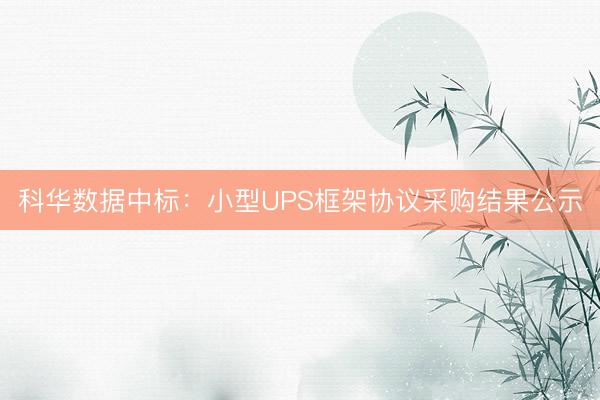 科华数据中标：小型UPS框架协议采购结果公示