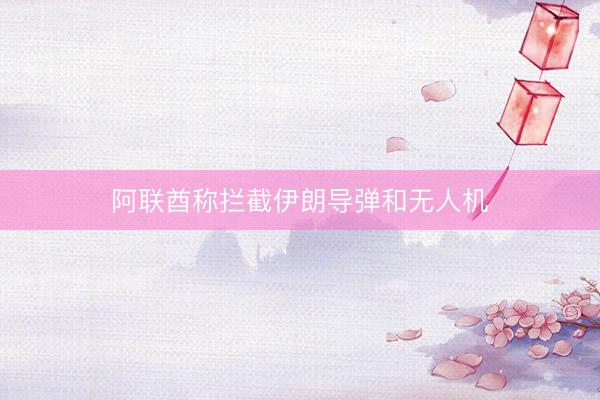 阿联酋称拦截伊朗导弹和无人机