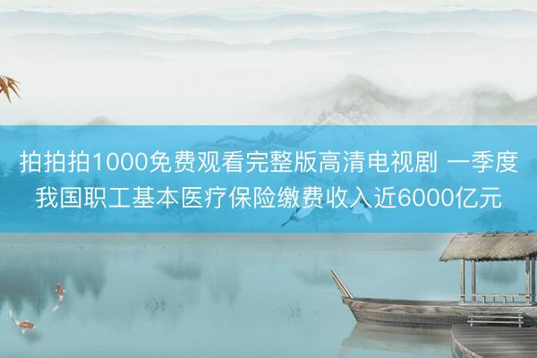 拍拍拍1000免费观看完整版高清电视剧 一季度我国职工基本医疗保险缴费收入近6000亿元