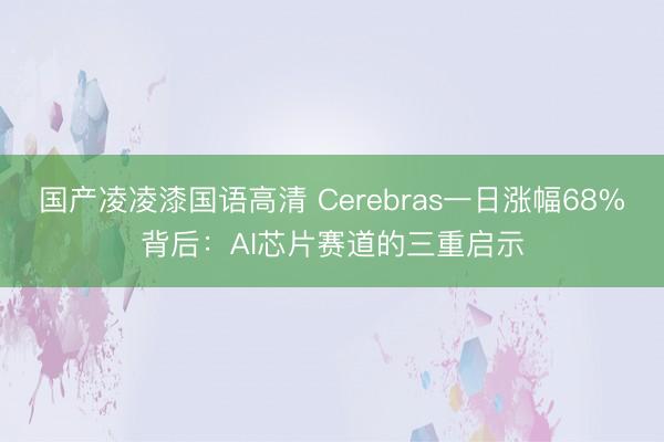 国产凌凌漆国语高清 Cerebras一日涨幅68%背后：AI芯片赛道的三重启示