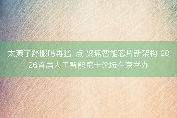 太爽了舒服吗再猛_点 聚焦智能芯片新架构 2026首届人工智能院士论坛在京举办