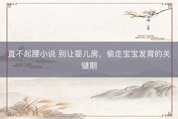 直不起腰小说 别让婴儿房，偷走宝宝发育的关键期