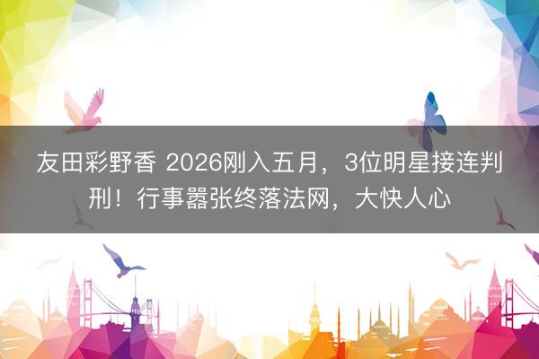 友田彩野香 2026刚入五月，3位明星接连判刑！行事嚣张终落法网，大快人心