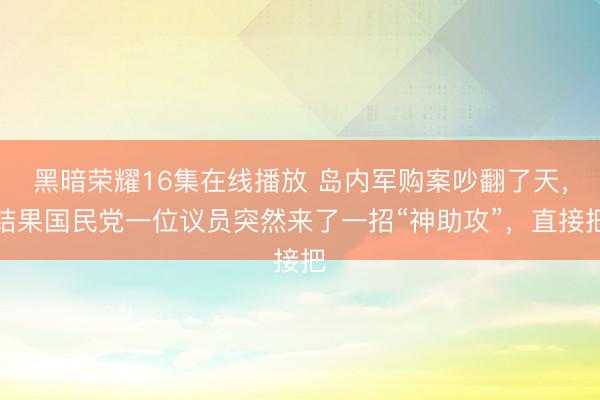 黑暗荣耀16集在线播放 岛内军购案吵翻了天，结果国民党一位议员突然来了一招“神助攻”，直接把