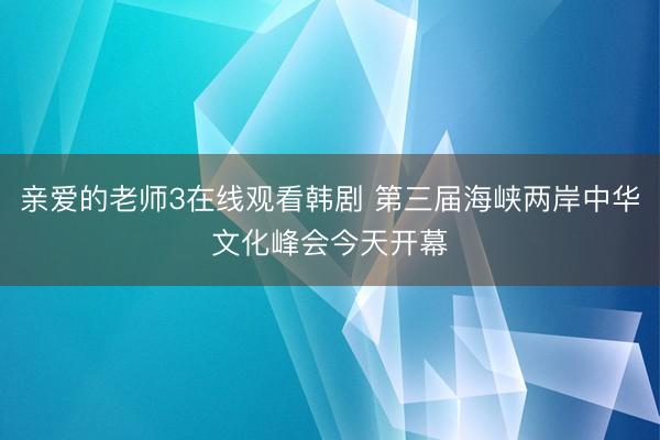 亲爱的老师3在线观看韩剧 第三届海峡两岸中华文化峰会今天开幕