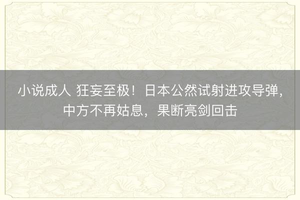 小说成人 狂妄至极！日本公然试射进攻导弹，中方不再姑息，果断亮剑回击