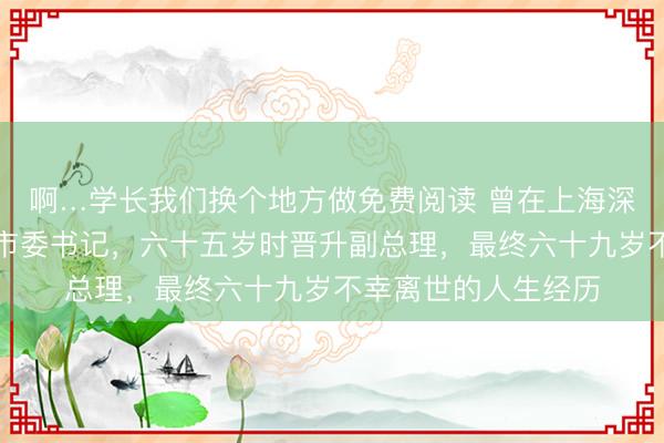 啊…学长我们换个地方做免费阅读 曾在上海深耕四十余载并担任市委书记，六十五岁时晋升副总理，最终六十九岁不幸离世的人生经历
