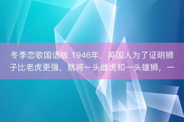 冬季恋歌国语版 1946年，英国人为了证明狮子比老虎更强，就将一头雌虎和一头雄狮，一
