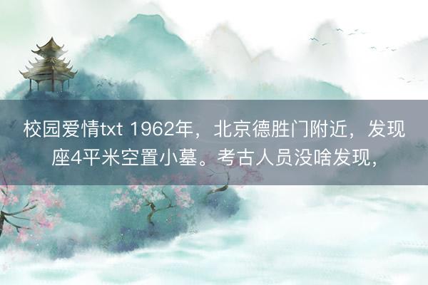 校园爱情txt 1962年，北京德胜门附近，发现座4平米空置小墓。考古人员没啥发现，
