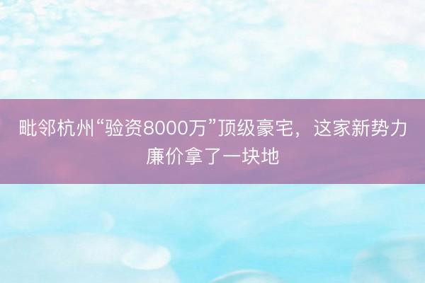 毗邻杭州“验资8000万”顶级豪宅，这家新势力廉价拿了一块地