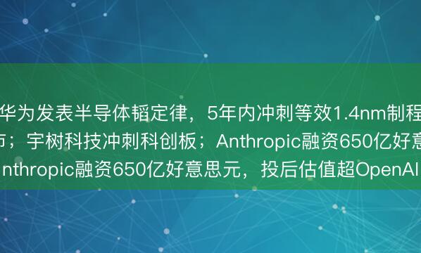 华为发表半导体韬定律，5年内冲刺等效1.4nm制程；MiniMax将A股上市；宇树科技冲刺科创板；Anthropic融资650亿好意思元，投后估值超OpenAI