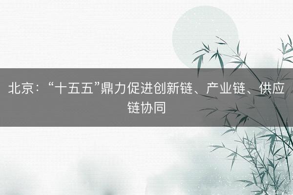 北京：“十五五”鼎力促进创新链、产业链、供应链协同