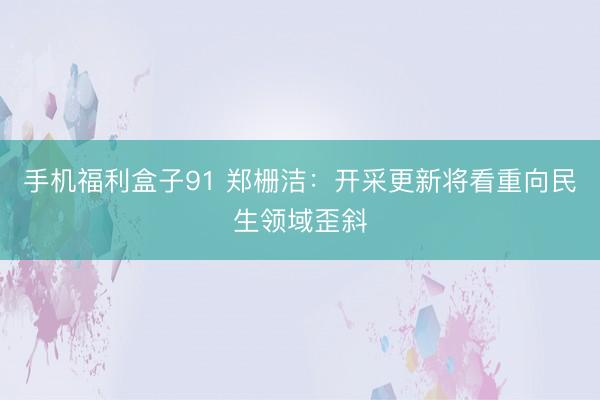 手机福利盒子91 郑栅洁：开采更新将看重向民生领域歪斜