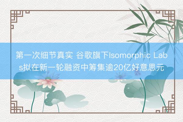 第一次细节真实 谷歌旗下Isomorphic Labs拟在新一轮融资中筹集逾20亿好意思元