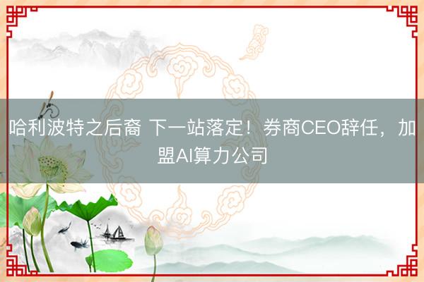 哈利波特之后裔 下一站落定！券商CEO辞任，加盟AI算力公司