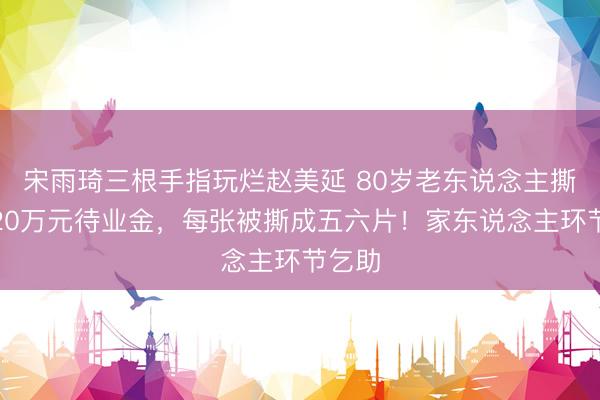 宋雨琦三根手指玩烂赵美延 80岁老东说念主撕碎近20万元待业金，每张被撕成五六片！家东说念主环节乞助