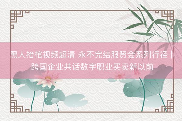 黑人抬棺视频超清 永不完结服贸会系列行径 | 跨国企业共话数字职业买卖新以前