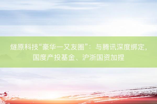 燧原科技“豪华一又友圈”：与腾讯深度绑定，国度产投基金、沪浙国资加捏