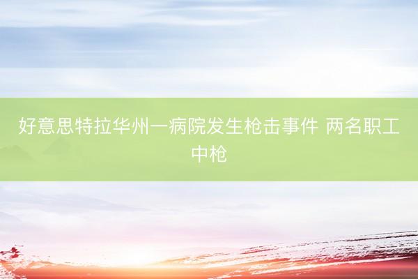 好意思特拉华州一病院发生枪击事件 两名职工中枪