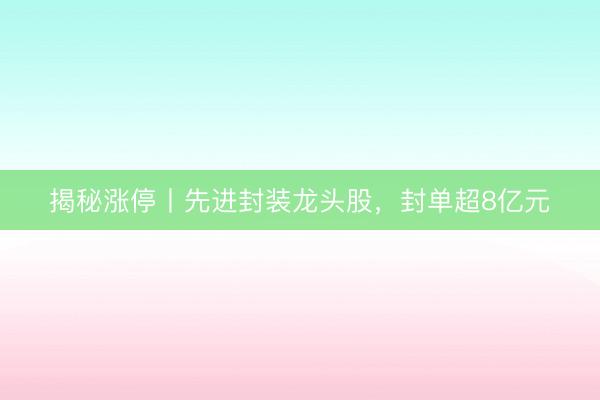 揭秘涨停丨先进封装龙头股，封单超8亿元