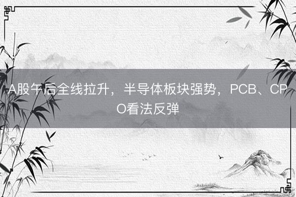 A股午后全线拉升，半导体板块强势，PCB、CPO看法反弹
